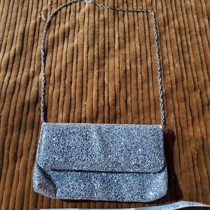 Prom purse dress makeup unbranded silver glittery